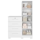 Ver imagem 5 de Cômoda Roupeiro com Espelho e Chave 1 Porta 4 Gavetas Pávia A04 Branco - Lyam Decor