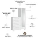 Ver imagem 3 de Cômoda Roupeiro com Espelho e Chave 1 Porta 4 Gavetas Pávia A04 Branco - Lyam Decor