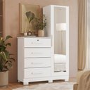Ver imagem 1 de Cômoda Roupeiro com Espelho e Chave 1 Porta 4 Gavetas Pávia A04 Branco - Lyam Decor