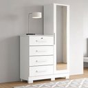 Ver imagem 2 de Cômoda Roupeiro com Espelho e Chave 1 Porta 4 Gavetas Pávia A04 Branco - Lyam Decor