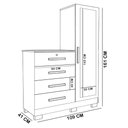Ver imagem 4 de Cômoda Roupeiro com Espelho e Chave 1 Porta 4 Gavetas Pávia A04 Branco - Lyam Decor