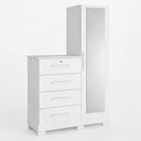 Ver imagem 7 de Cômoda Roupeiro com Espelho e Chave 1 Porta 4 Gavetas Pávia A04 Branco - Lyam Decor