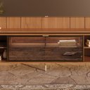 Ver imagem 5 de Estante para TV Home Theater 85" 100% MDF 291cm Vidro Reflecta com LED 10 Prateleiras Canella