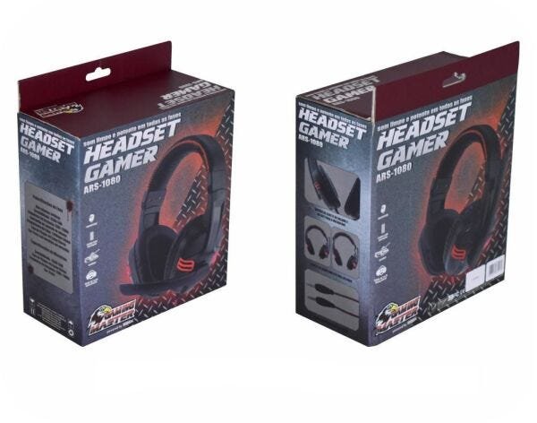 Headset K-Mex Gamer Ar-S1080 Preto e Vermelho - 3