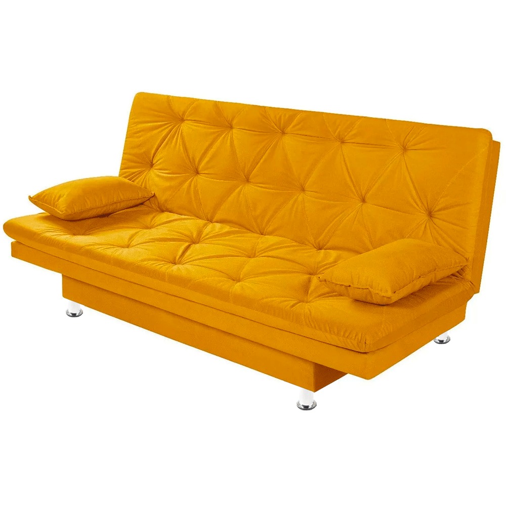 Sofá Cama 3 Lugares Multiuso Sued Premium:amarelo