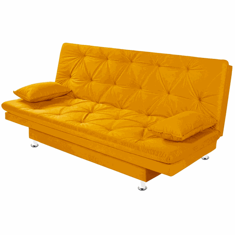 Sofá Cama 3 Lugares Multiuso Sued Premium:amarelo