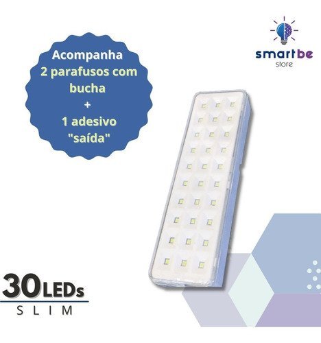 Kit 5 Luminaria de Emergencia 30 Led Slim - 5