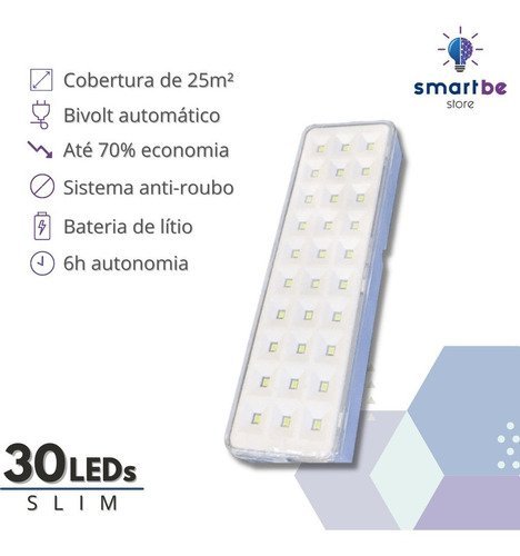 Kit 5 Luminaria de Emergencia 30 Led Slim - 4