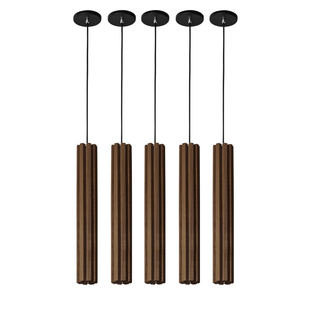 5 Pendente Luminária Madeira Luxo 53cm Para Bancadas - 2