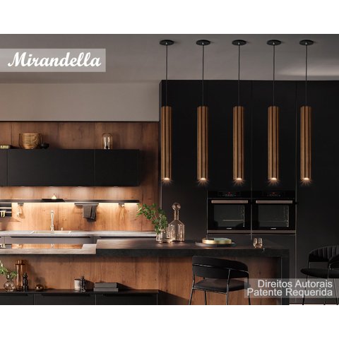 5 Pendente Luminária Madeira Luxo 53cm Para Bancadas