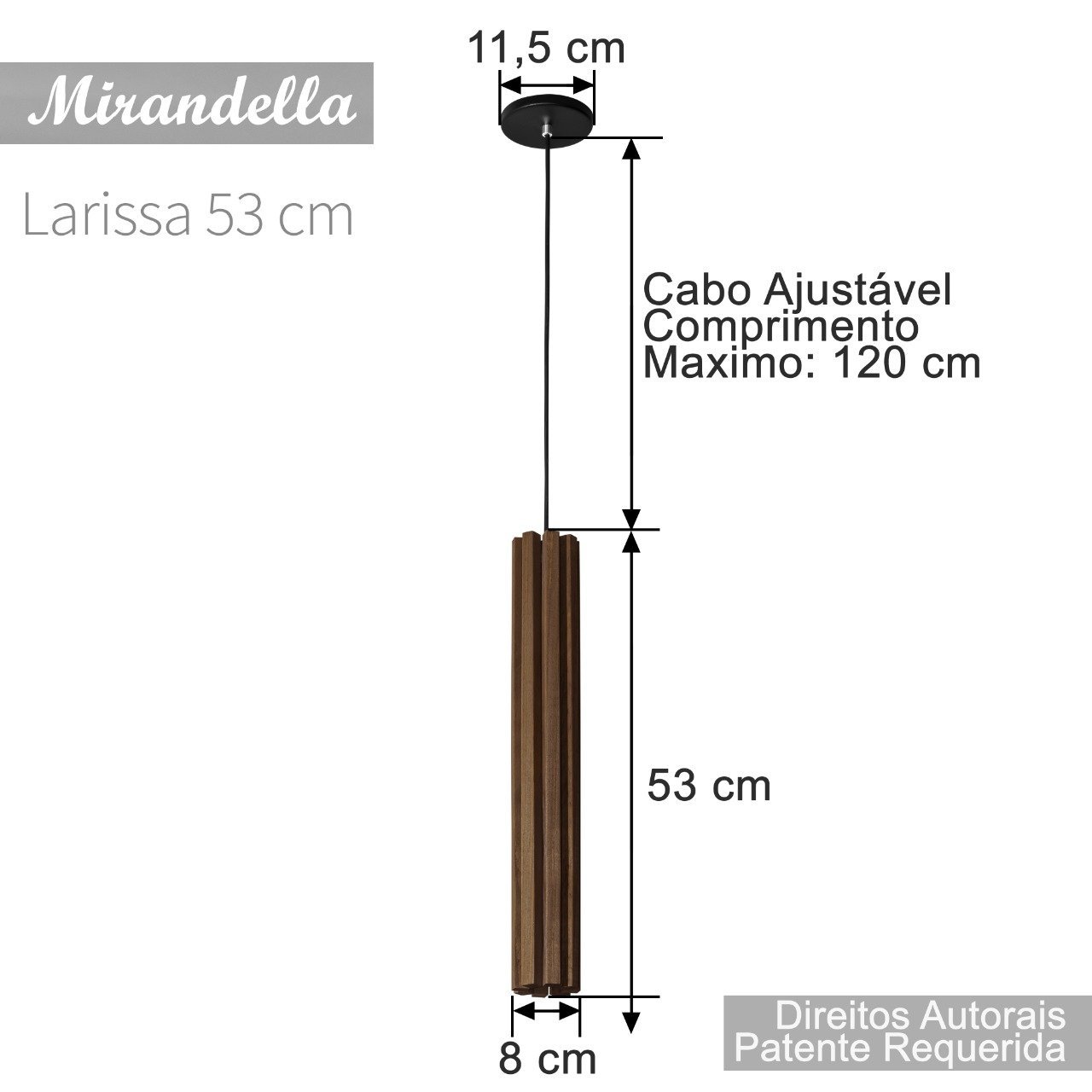 5 Pendente Luminária Madeira Luxo 53cm Para Bancadas - 3