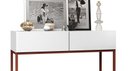 Ver imagem 4 de Aparador Buffet Pequeno Branco Eros 90cm Estilo Retro Cantinho do Café Pé Metal Cobre com 2 Gavetas