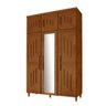 Guarda Roupa Clássico Em Madeira Maciça Com Espelho 6 Portas 2 Gavetas 122cm Castanho Perry Shop - 2