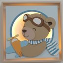 Ver imagem 1 de Quadro Caixa Charme Ursinho com Avião - QDUR-02 BH BABY KIDS