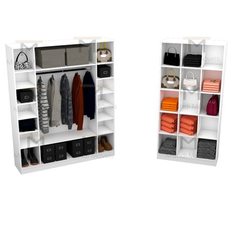 KIT EXPOSITOR COLMÉIA CABIDEIRO M15.2020.B 100% MDF (CLOSET) MUNDI MOVEIS