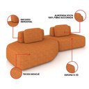 Ver imagem 3 de Sofá 2 Lugares Orgânico com Chaise e 1 Módulo Central Berlim Bouclê Caramelo K01 - D’Rossi
