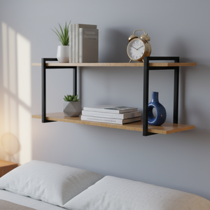 Prateleira Dupla Estante Mdf 30x100cm Tipo Industrial