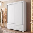 Ver imagem 1 de Guarda Roupa Solteiro Sereno 2 Portas de Correr 2 Gavetas MDP Branco Caemmun Móveis 136cm