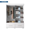 Ver imagem 6 de Guarda Roupa Solteiro Sereno 2 Portas de Correr 2 Gavetas MDP Branco Caemmun Móveis 136cm