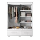 Ver imagem 3 de Guarda Roupa Solteiro Sereno 2 Portas de Correr 2 Gavetas MDP Branco Caemmun Móveis 136cm