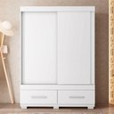 Ver imagem 2 de Guarda Roupa Solteiro Sereno 2 Portas de Correr 2 Gavetas MDP Branco Caemmun Móveis 136cm