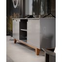 Ver imagem 2 de Rack Bancada Flow para Tv 146 Cm 2 Portas com Pés de Madeira Cinza - Rede Móveis