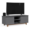 Ver imagem 4 de Rack Bancada Flow para Tv 146 Cm 2 Portas com Pés de Madeira Cinza - Rede Móveis