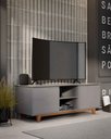 Ver imagem 1 de Rack Bancada Flow para Tv 146 Cm 2 Portas com Pés de Madeira Cinza - Rede Móveis