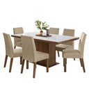 Ver imagem 2 de Conjunto Sala de Jantar Tampo de Vidro 6 Cadeiras Rustic/Branco/Imperial Alba Madesa
