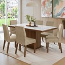 Ver imagem 1 de Conjunto Sala de Jantar Tampo de Vidro 6 Cadeiras Rustic/Branco/Imperial Alba Madesa