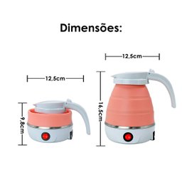 Chaleira Eletrica Dobravel Jarra Bule Silicone 600w 110v 600ml Portatil:branco - 4
