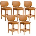 Ver imagem 1 de Kit 05 Banquetas Baixa Bar Cozinha Sala Jantar Fixa Betta L02 Imbuia Couríssimo Whisky - Lyam Decor