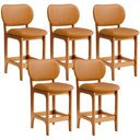 Ver imagem 1 de Kit 05 Banquetas Baixa Bar Cozinha Sala Jantar Fixa Betta L02 Imbuia Couríssimo Whisky - Lyam Decor