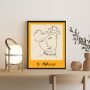 Ver imagem 1 de Quadro Minimalista Amarelo Mulher matisse 24x18cm:madeira Preta