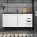 Ver imagem 1 de Armário de Cozinha 144cm 100% Aço 3 Porta e 4 Gavetas Balcão:Branco