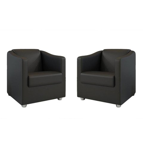 Kit 2 Poltronas Decorativa Ana Corano Pés Cromado Cor Preto