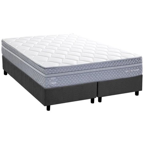 Conjunto Box Queen: Colchão Molas Herval Maxspring C1780 + Base Crc Suede Gray (158x198)