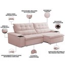 Ver imagem 3 de Sofá Retrátil Reclinável para Sala de Estar Living 250cm Ártico F04 Veludo Rosê - Lyam Decor
