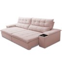 Ver imagem 6 de Sofá Retrátil Reclinável para Sala de Estar Living 250cm Ártico F04 Veludo Rosê - Lyam Decor