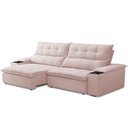 Ver imagem 2 de Sofá Retrátil Reclinável para Sala de Estar Living 250cm Ártico F04 Veludo Rosê - Lyam Decor