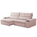 Ver imagem 1 de Sofá Retrátil Reclinável para Sala de Estar Living 250cm Ártico F04 Veludo Rosê - Lyam Decor