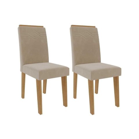 Cadeira de Cozinha Taís Kit 2 Un Nature Suede Nude Bege Cimol