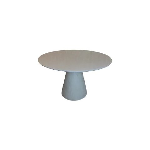 Mesa de Jantar Cone 120 cm Cimento Queimado + Vidro Personal Decor Mesa de Jantar Cone Redonda