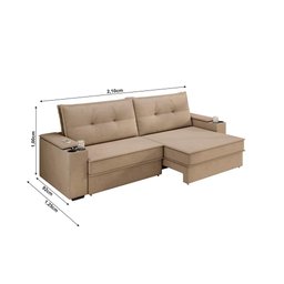 Sofá Hannover Premium 2,10m Assento Retrátil/Reclinável Suede Capuccino – Xflex Sofás - 5