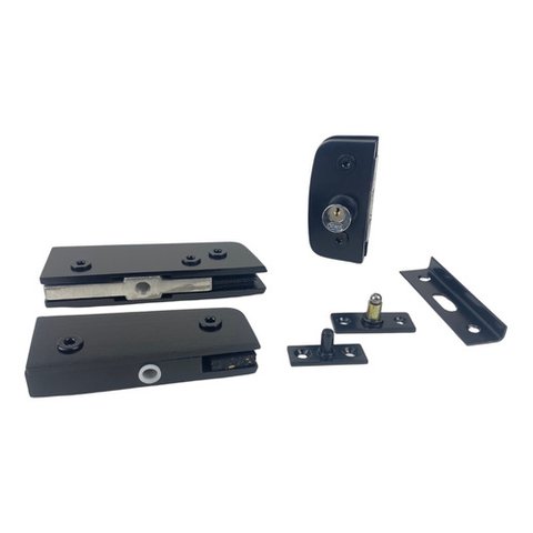 Kit 01 Instalação Porta de Vidro Pivotante V/a - Preto - Aluminio