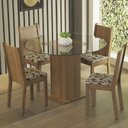 Ver imagem 1 de Conjunto Sala de Jantar Madesa Débora Mesa Tampo de Vidro Redondo 4 Cadeiras Rustic/Bege Marrom Cor: