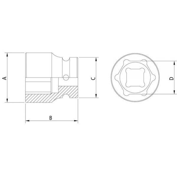 Soquete de Impacto Sextavado 15mm Encaixe 3/8" Tramontina PRO - 2