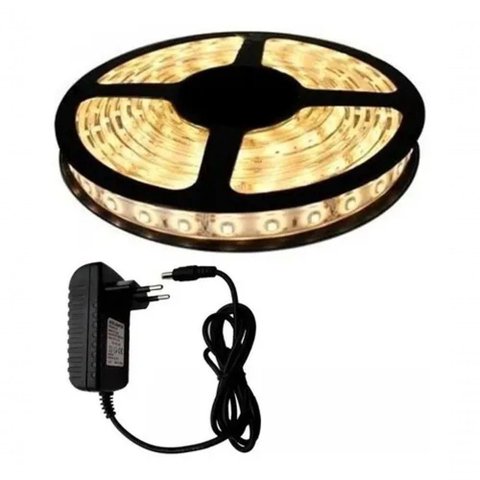 Fita Led 5050 Branco Quente Rolo 5m com Fonte 12v 5a
