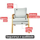 Ver imagem 7 de Kit 2 Poltrona Sala Decorativa Stella Estofada Linho Cinza Base Madeira Castanho - Arkell