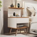 Ver imagem 1 de Mesa de Cabeceira para Quarto com 1 Gaveta e Pés Retrô Sleep - Off com Nature